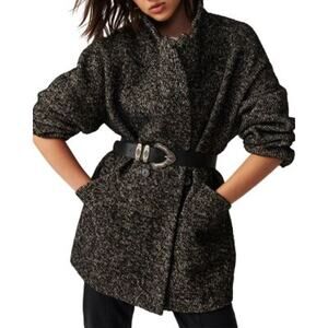 ba&sh Black Santa Twill Wool Blend Lady Coat Size Small